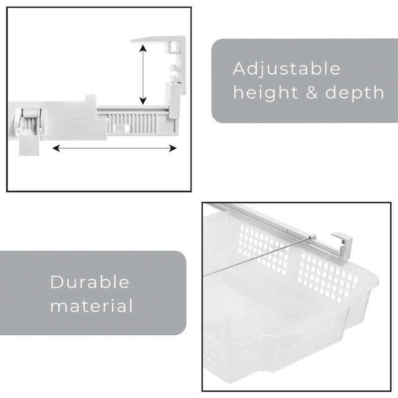 Smart Design Adjustable Pull Out Refrigerator Drawer - Extra Large - BPA Free Plastic - Holds 20 lbs - Extendable Sliding Fridge Bin, Freezer, Pantry Food Holder Storage Organizer - Kitchen - Clear - Image 5